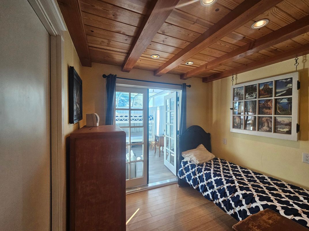 Bedroom, Interior, Recessed Lighting, Wooden Beams, Wooden Ceilings, Wood Texture Flooring