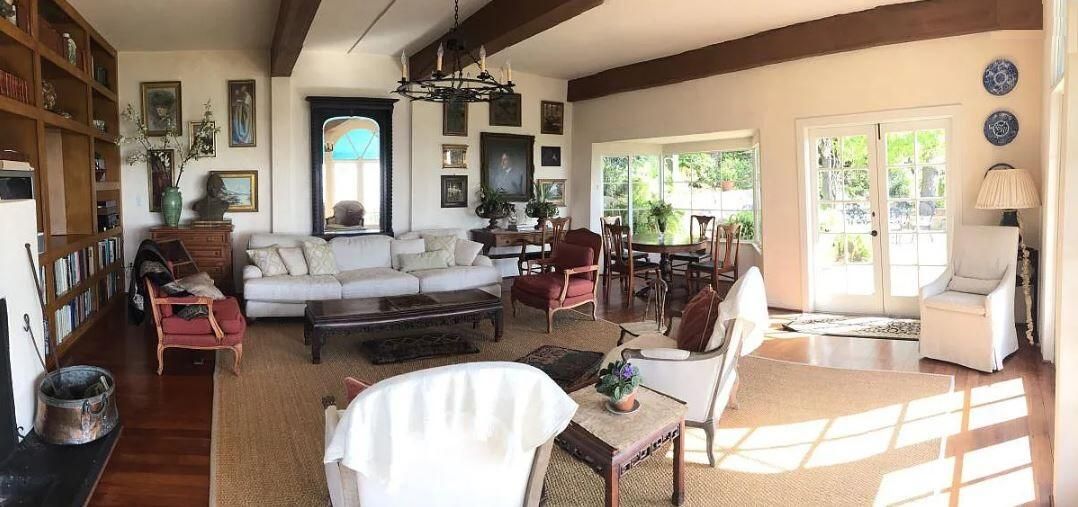 Dining room, Interior, Living room, Pendant Lights, Wooden Beams, Wood Texture Flooring