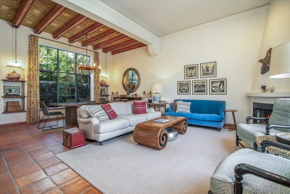 Dining room, Fireplace, Interior, Living room, Pendant Lights, Wooden Beams, Wooden Ceilings