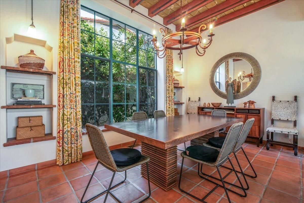 Chandelier, Dining room, Interior, Wooden Beams