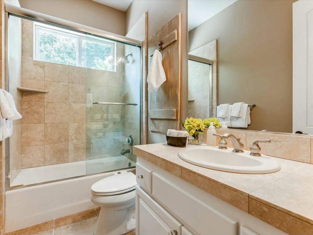 Bathroom, Glass Shower, Interior, Tile Countertops