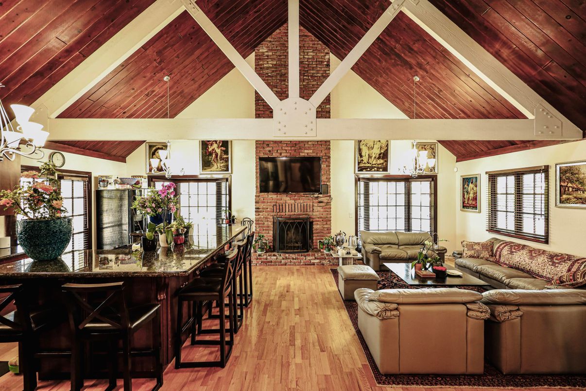 Fireplace, Interior, Living room, Wooden Ceilings, Wood Texture Flooring