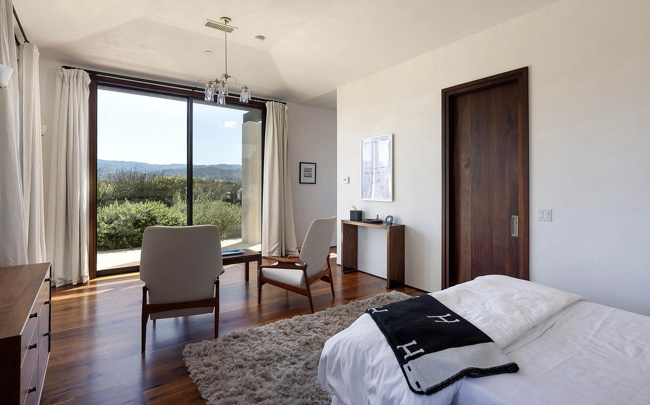 Bedroom, Home Office, Interior, Pendant Lights, Wood Texture Flooring
