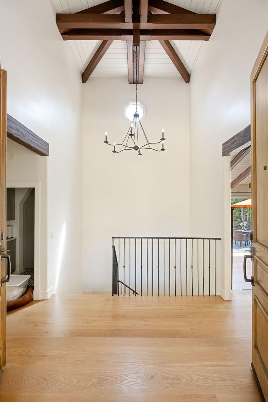 Chandelier, Interior, Wooden Beams, Wood Texture Flooring