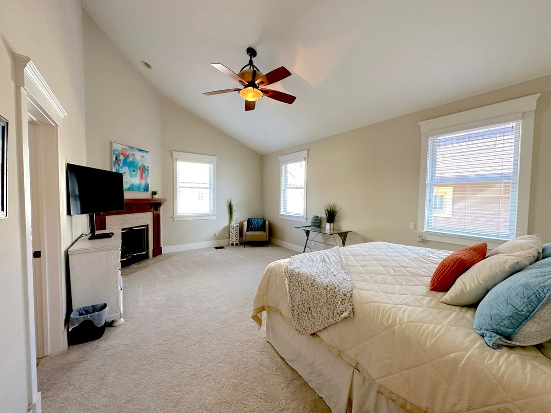 Bedroom, Fireplace, Interior