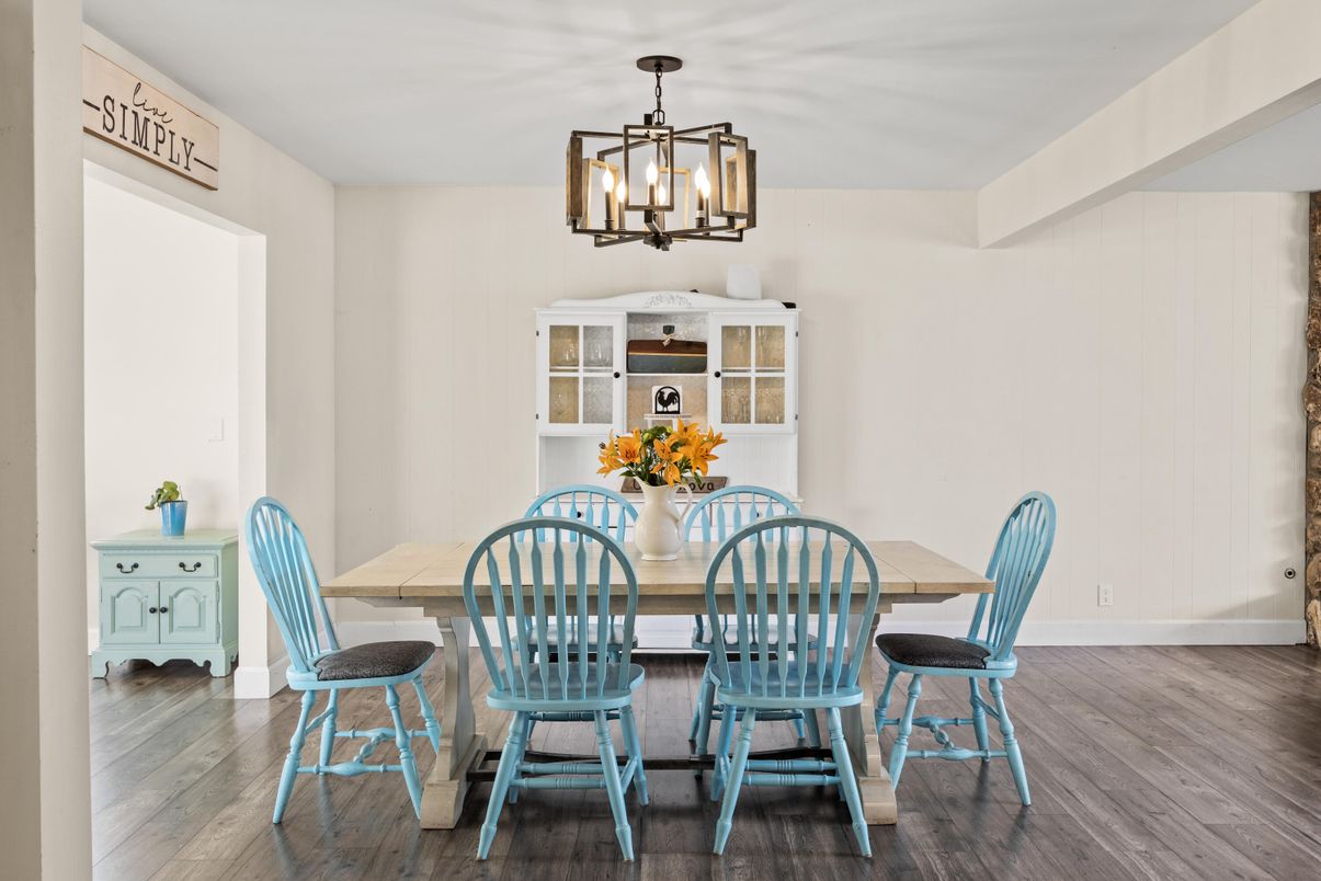 Chandelier, Dining room, Interior, Wood Texture Flooring