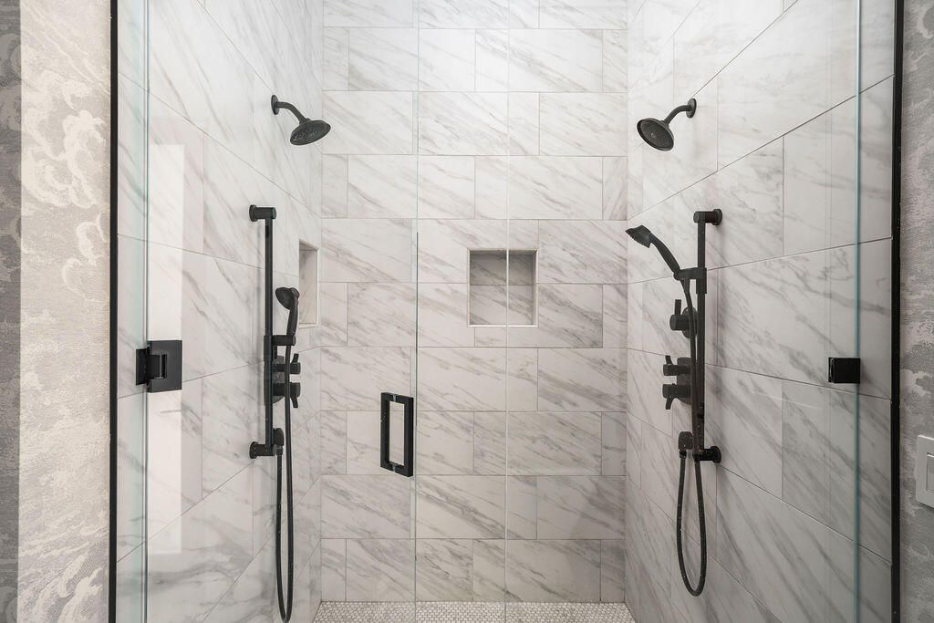 Bathroom, Glass Shower, Interior, Marble Walls