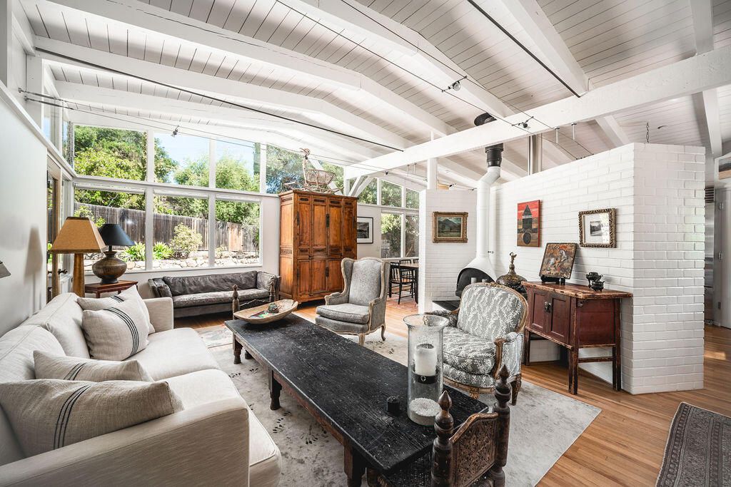 Interior, Living room, Stone Walls, Wood Texture Flooring