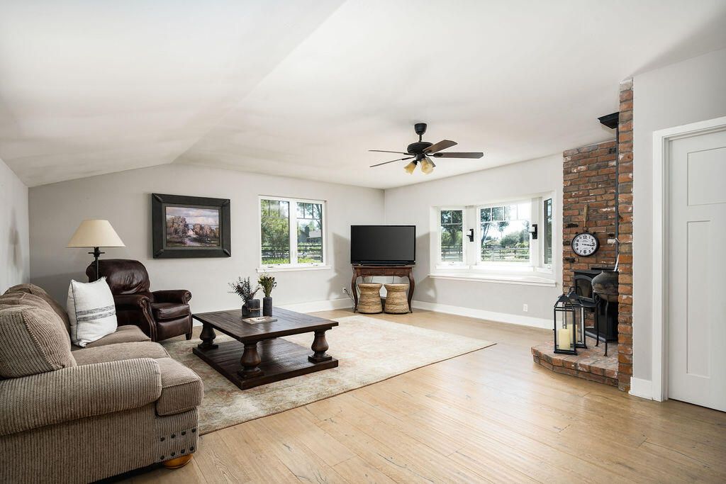 Fireplace, Interior, Living room, Stone Walls, Wood Texture Flooring