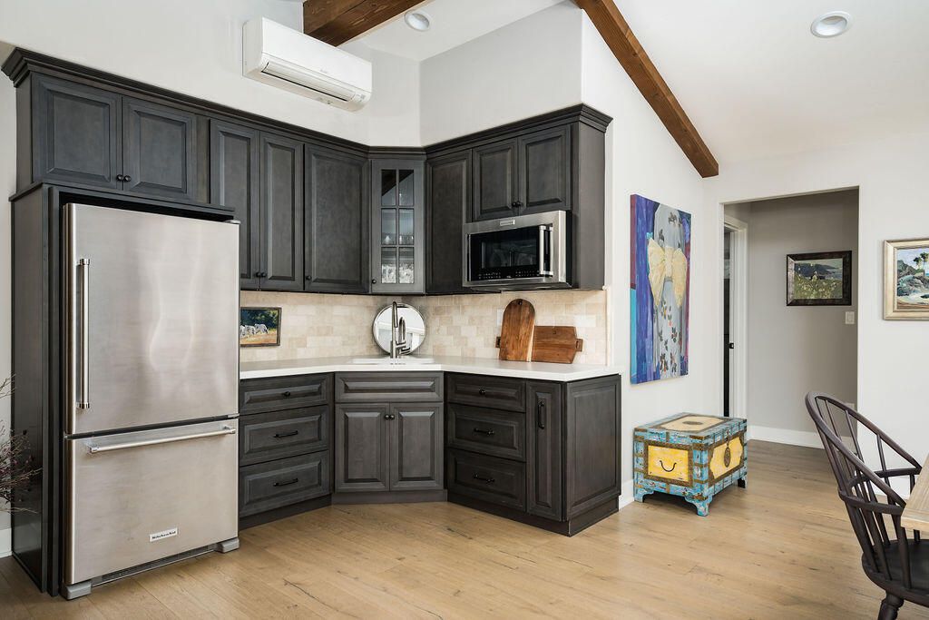 Interior, Kitchen, Recessed Lighting, Wooden Beams, Wood Texture Flooring