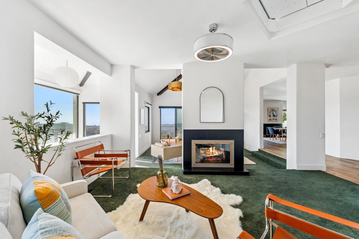 Fireplace, Interior, Living room, Pendant Lights