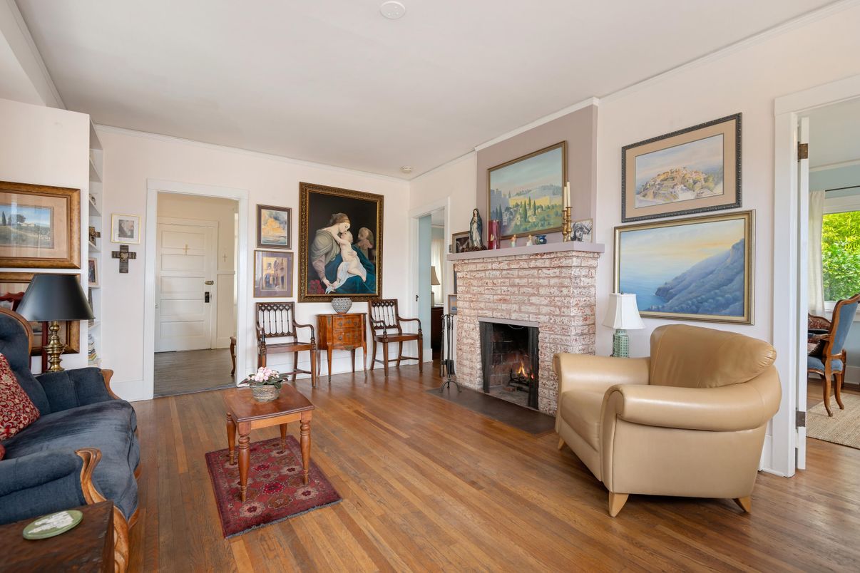 Dining room, Fireplace, Interior, Living room, Wood Texture Flooring