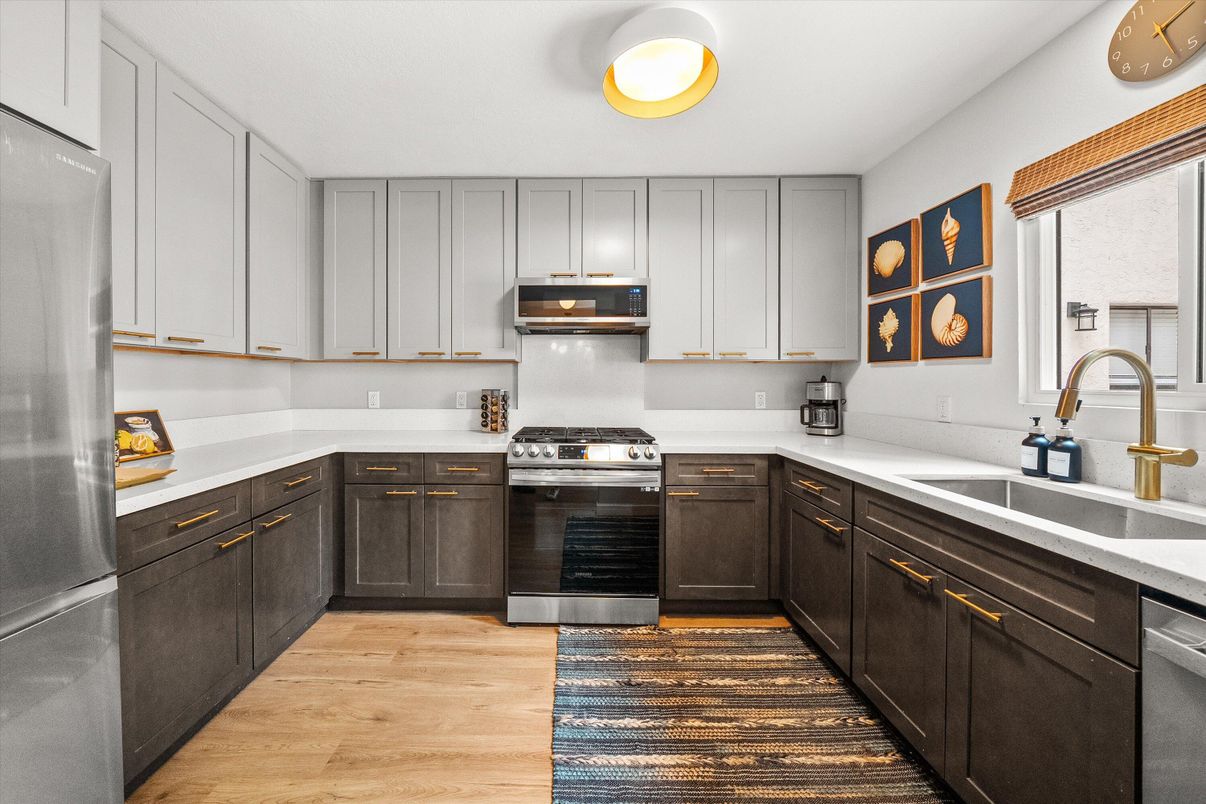 Interior, Kitchen, Stainless Steel Appliances, Wood Texture Flooring