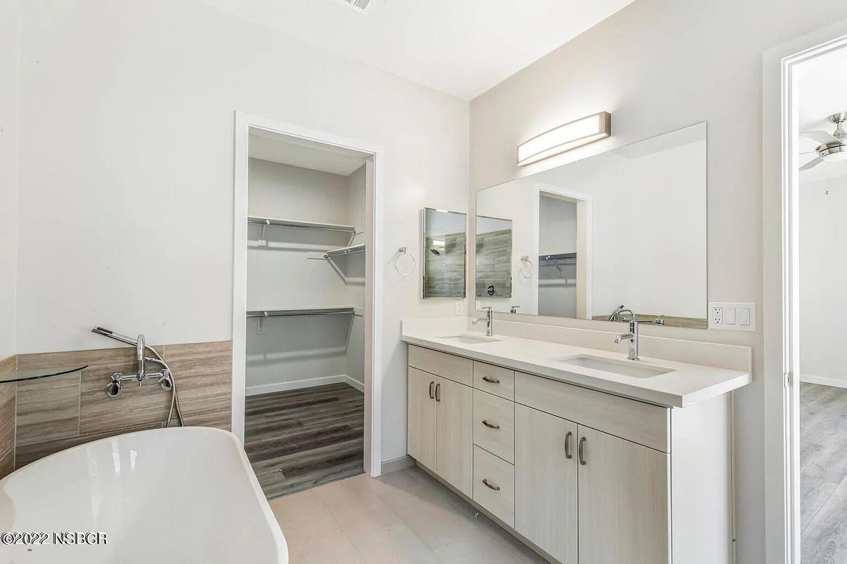 Bathroom, Dual Sink Vanities, Free Standing Baths, Interior, Walk-in Closets, Wood Texture Flooring