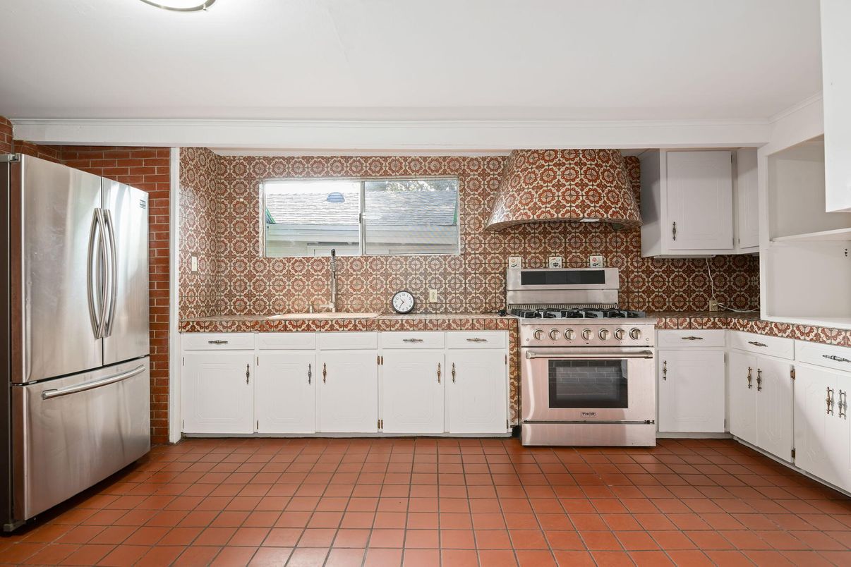 Interior, Kitchen, Stainless Steel Appliances, Stone Walls