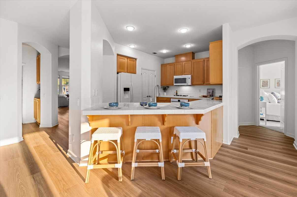 Interior, Kitchen, Recessed Lighting, Wood Texture Flooring