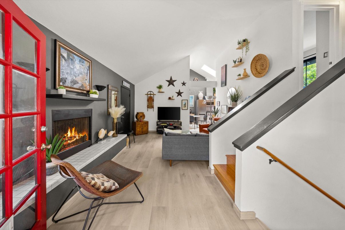 Fireplace, Interior, Living room, Wood Texture Flooring