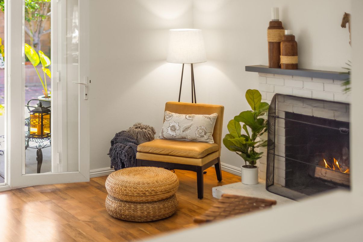 Fireplace, Interior, Wood Texture Flooring