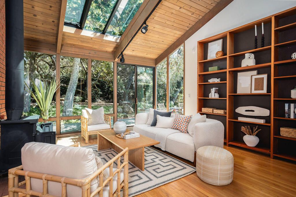Interior, Living room, Sun Room, Wooden Ceilings, Wood Texture Flooring