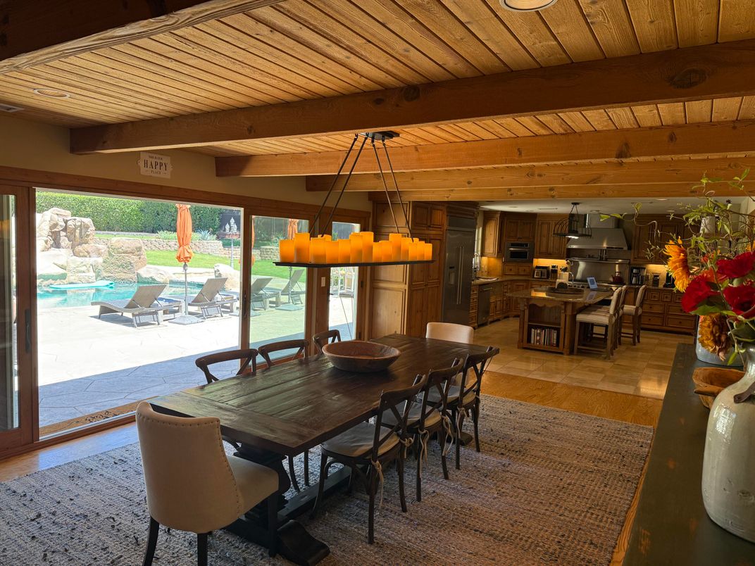 Dining room, Interior, Kitchen, Pendant Lights, Wooden Beams, Wooden Ceilings