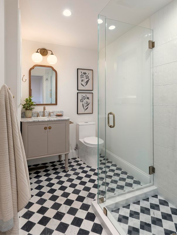Bathroom, Glass Shower, Interior, Recessed Lighting