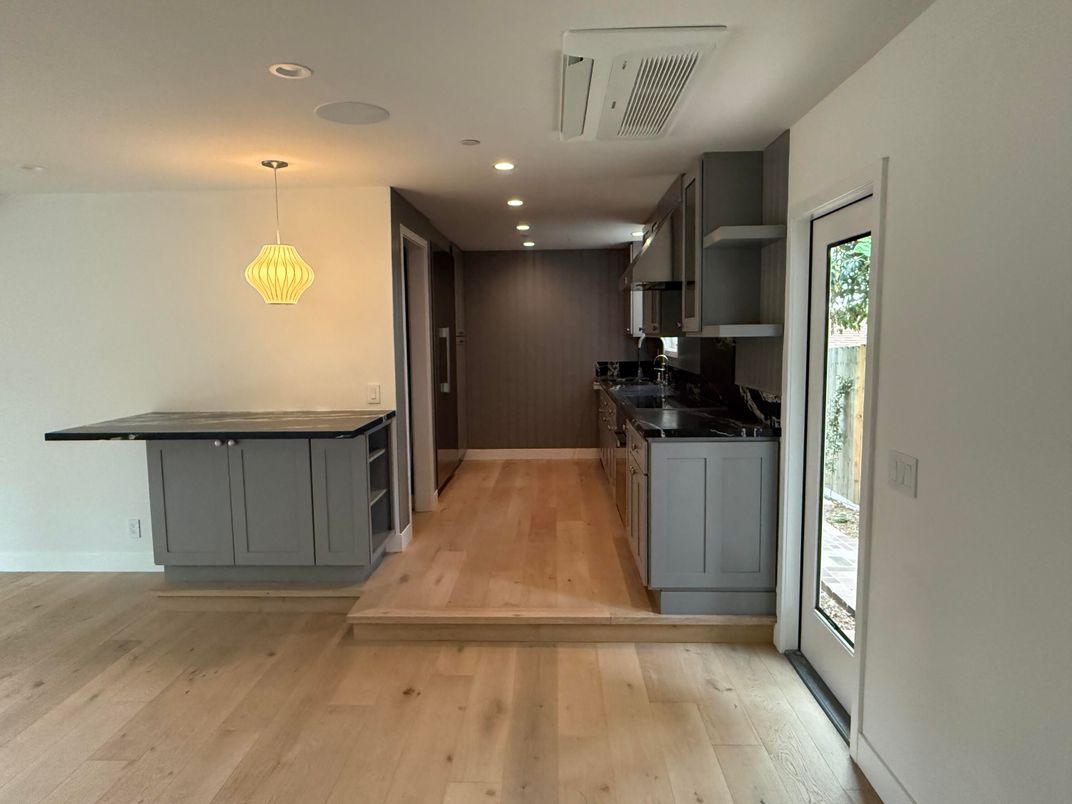Interior, Kitchen, Pendant Lights, Recessed Lighting, Wood Texture Flooring