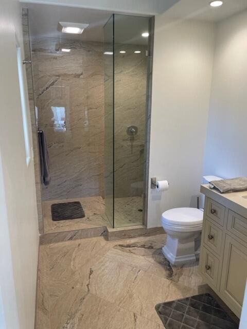 Bathroom, Glass Shower, Interior, Recessed Lighting