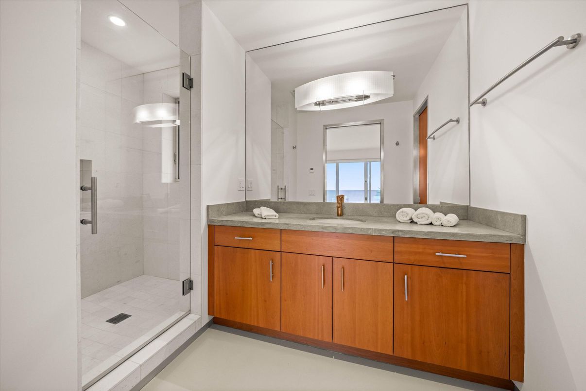 Bathroom, Glass Shower, Interior, Recessed Lighting