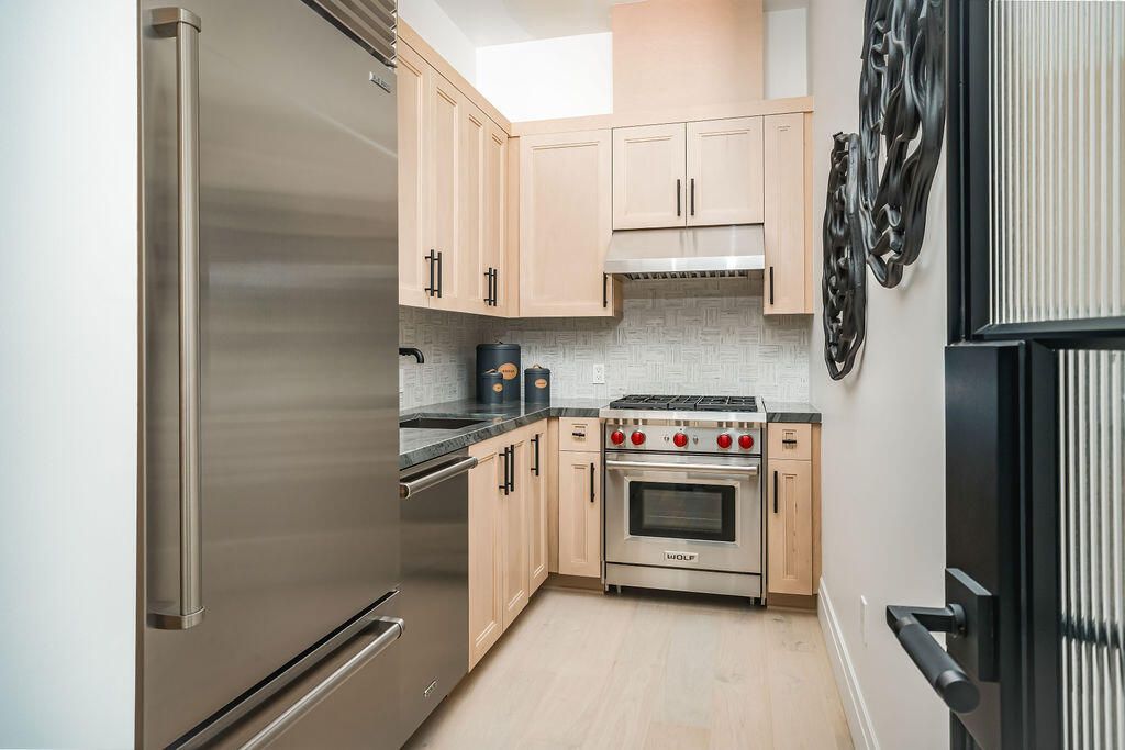 Interior, Kitchen, Stainless Steel Appliances, Wood Texture Flooring