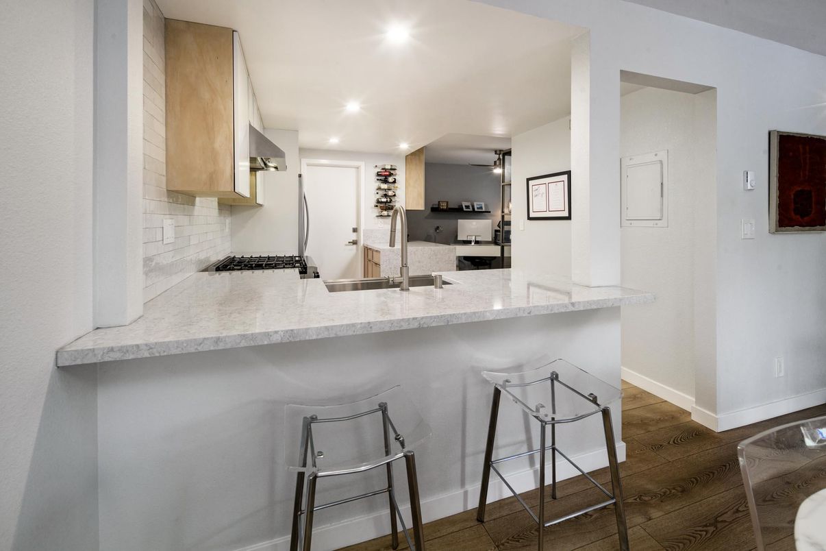 Interior, Kitchen, Recessed Lighting, Wood Texture Flooring