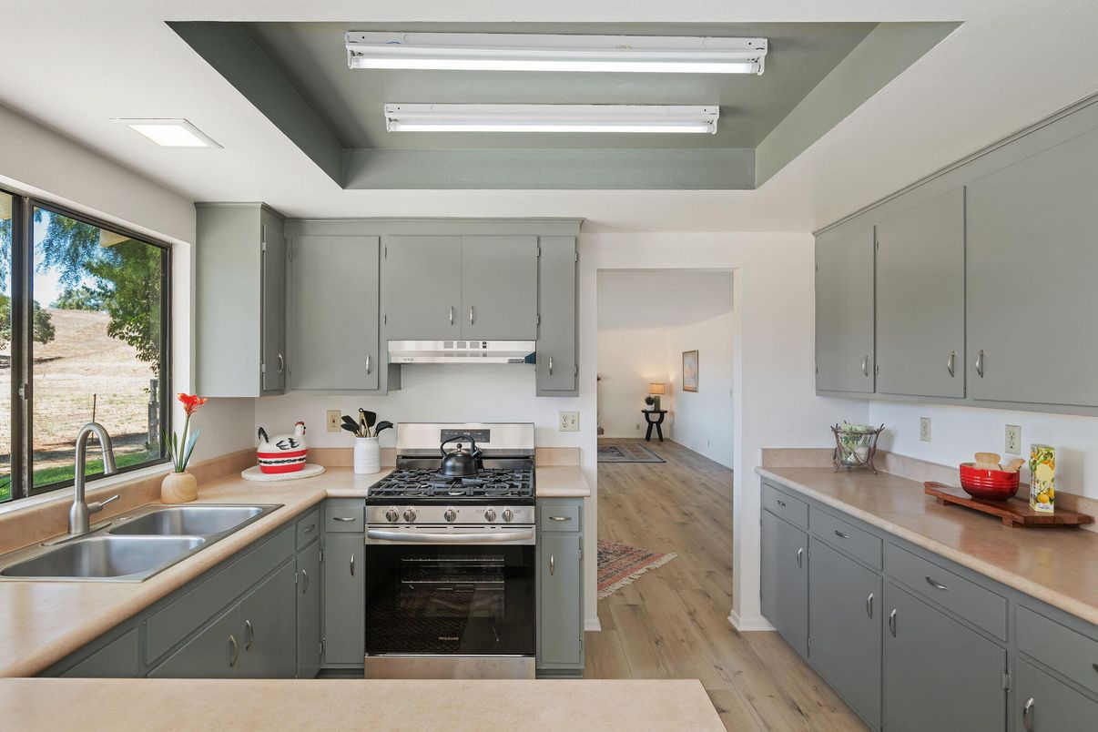 Interior, Kitchen, Stainless Steel Appliances, Wood Texture Flooring