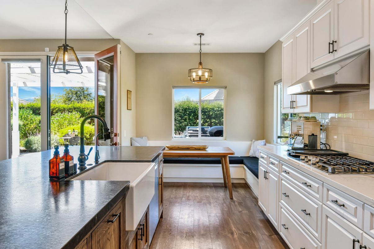 Interior, Kitchen, Pendant Lights, Wood Texture Flooring