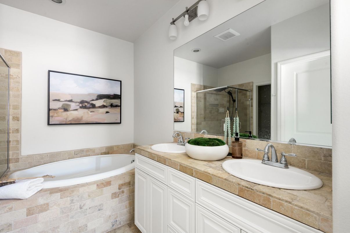 Bathroom, Dual Sink Vanities, Interior, Tile Countertops