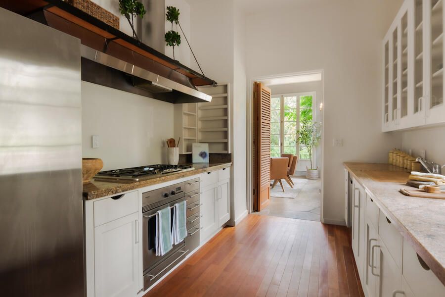 Interior, Kitchen, Stainless Steel Appliances, Wood Texture Flooring