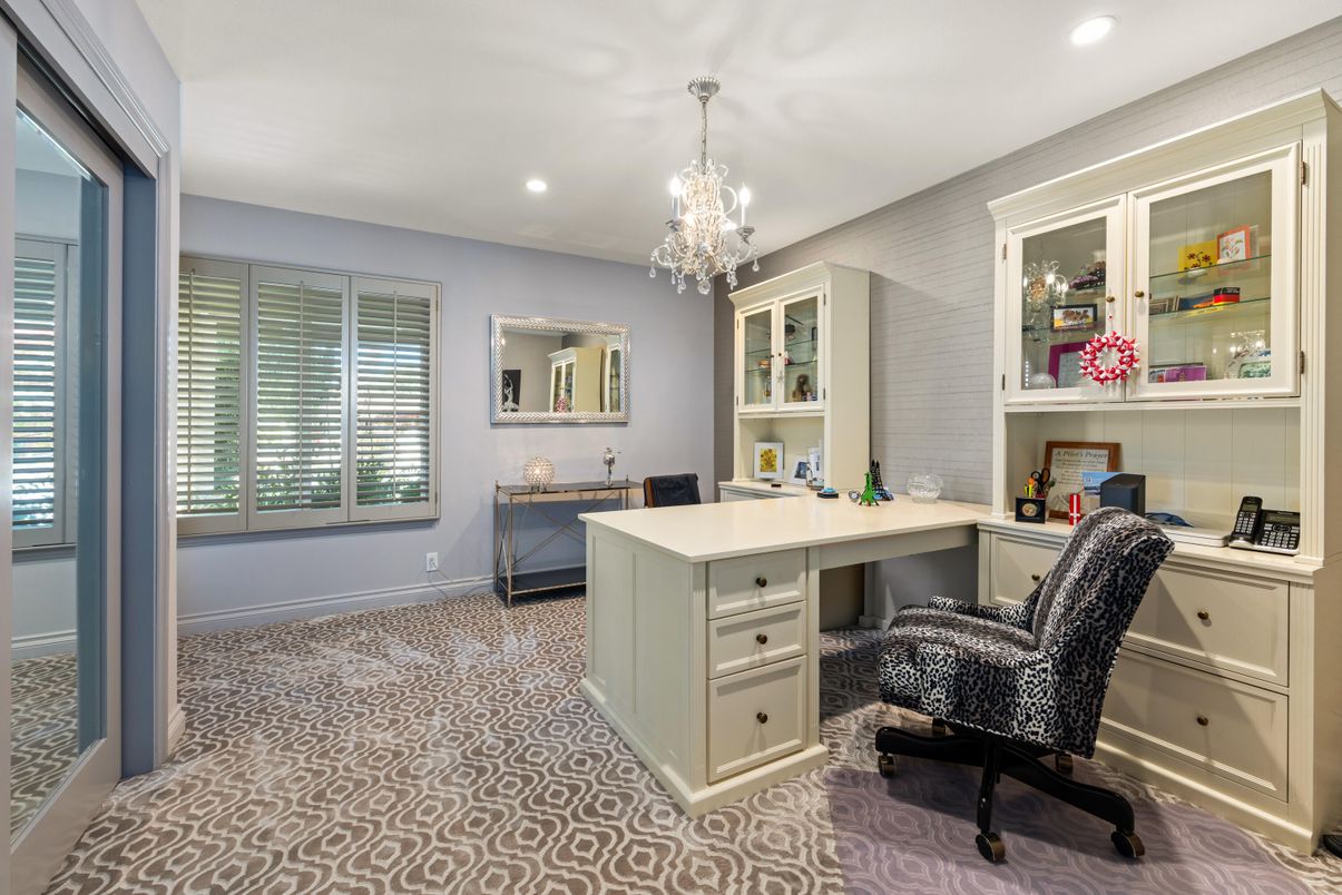 Chandelier, Home Office, Interior, Recessed Lighting