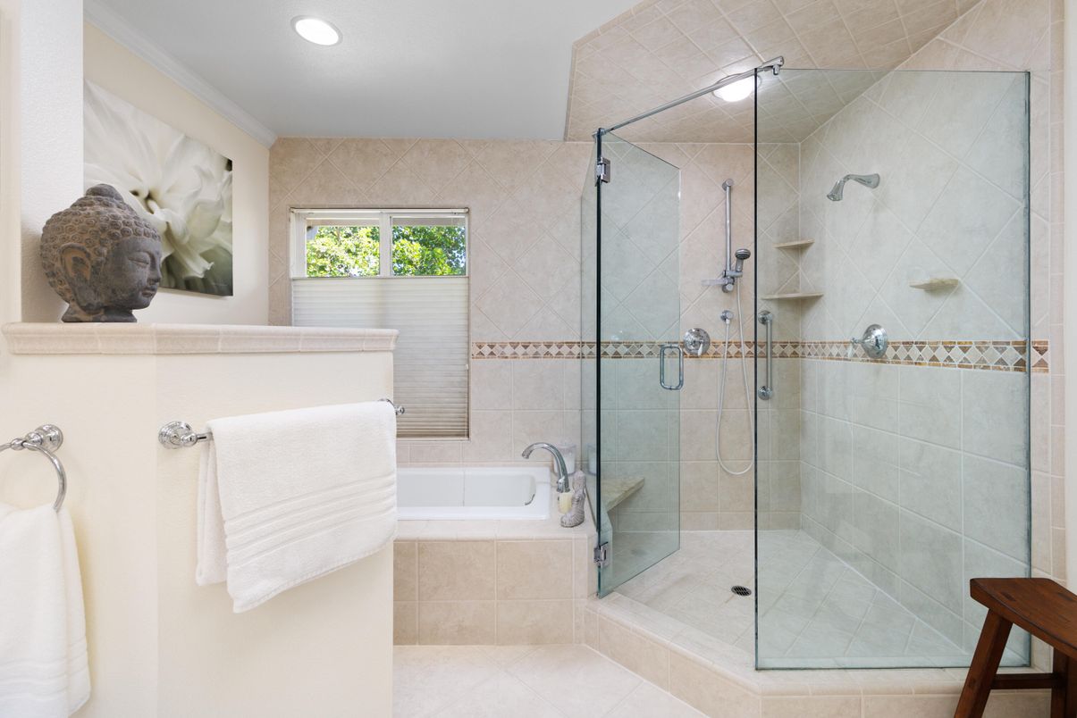 Bathroom, Glass Shower, Interior, Recessed Lighting