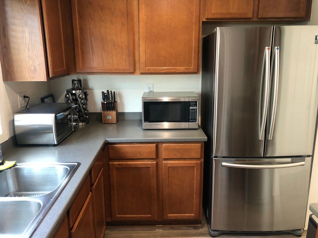 Interior, Kitchen, Stainless Steel Appliances, Wood Texture Flooring