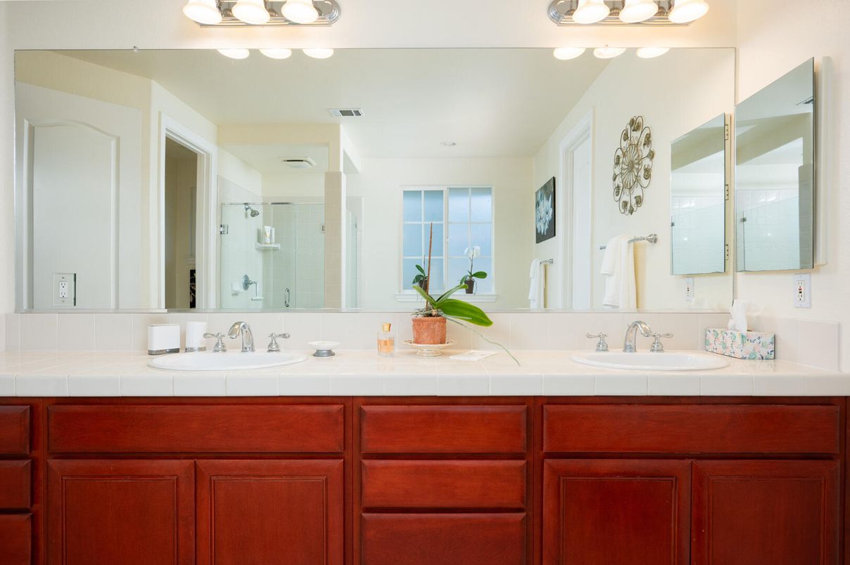 Bathroom, Dual Sink Vanities, Interior, Tile Countertops