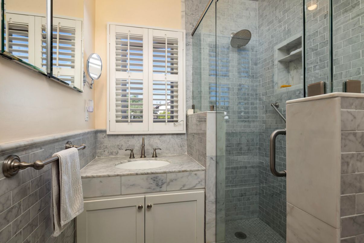 Bathroom, Glass Shower, Interior, Stone Walls