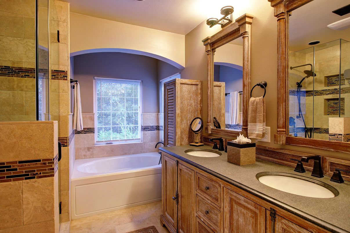 Bathroom, Dual Sink Vanities, Glass Shower, Interior