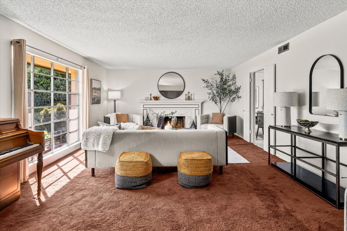 Fireplace, Interior, Living room, Piano