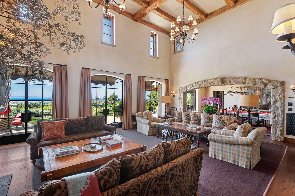 Chandelier, Interior, Living room, Water, Wooden Beams, Wood Texture Flooring