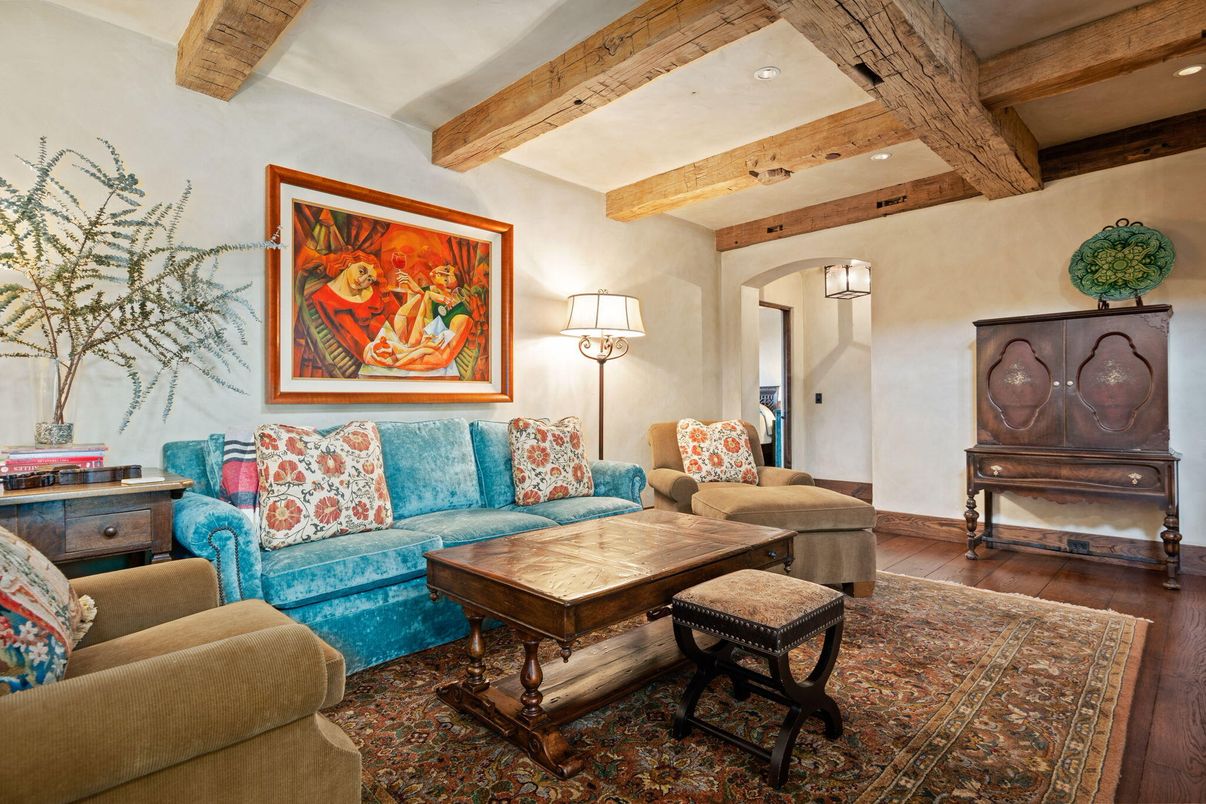 Interior, Living room, Recessed Lighting, Wooden Beams, Wood Texture Flooring