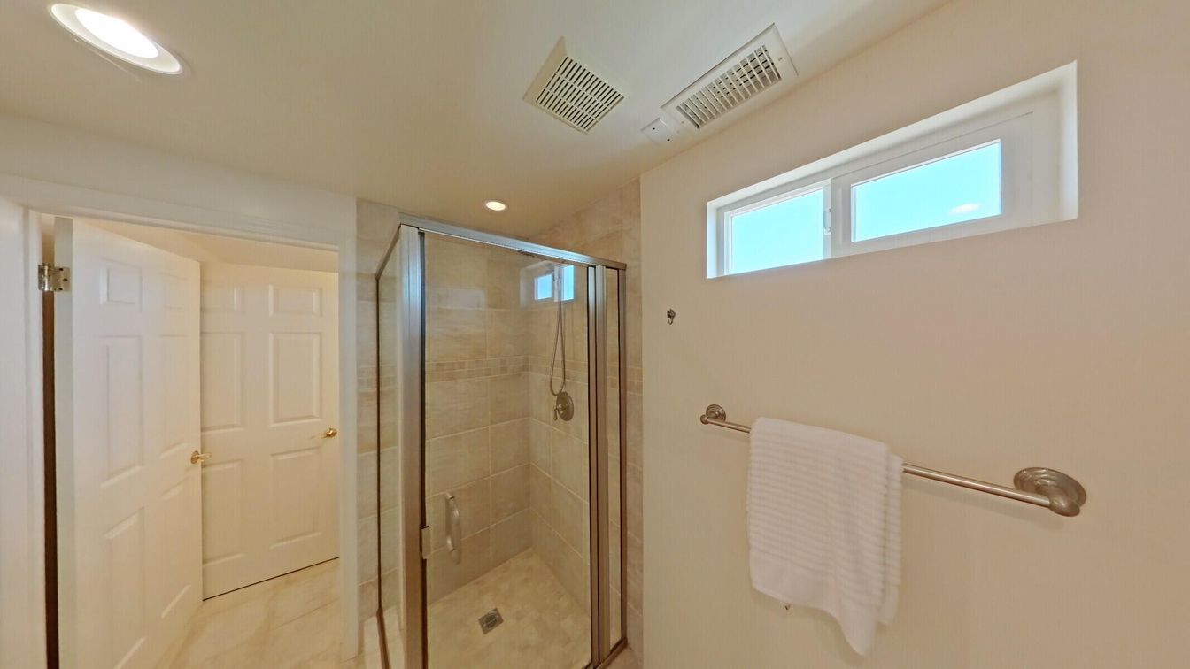 Bathroom, Glass Shower, Interior, Recessed Lighting