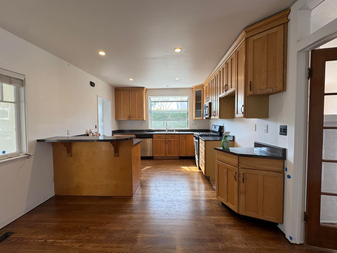 Interior, Kitchen, Recessed Lighting, Wood Texture Flooring