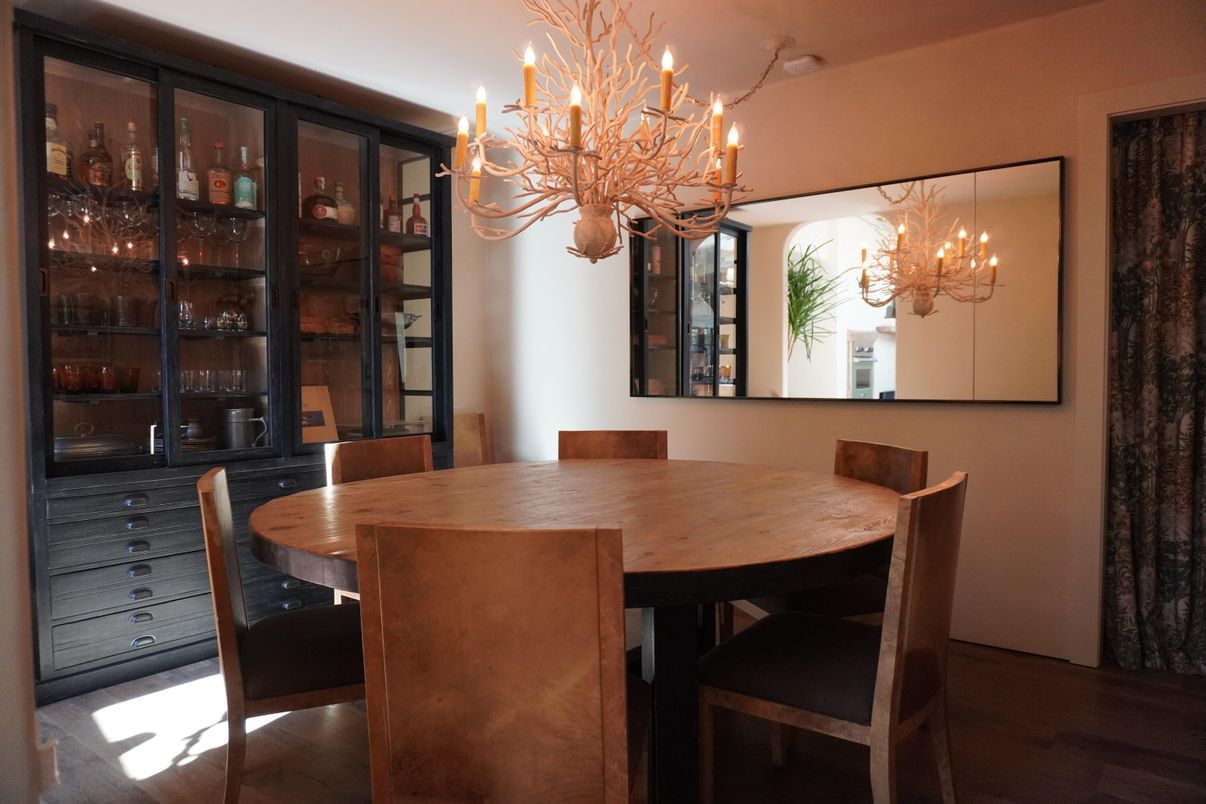 Chandelier, Dining room, Interior, Wood Texture Flooring