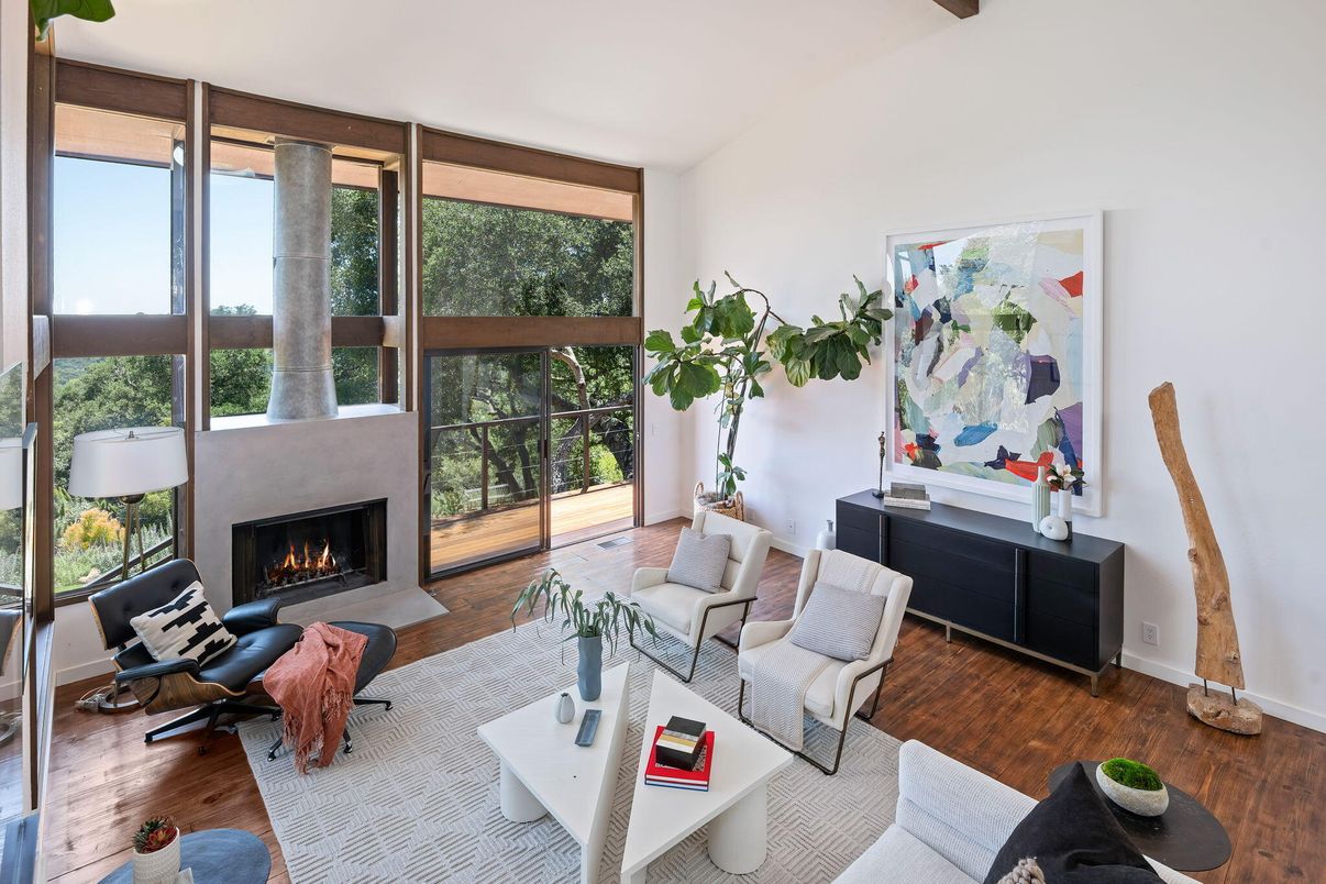 Fireplace, Interior, Living room, Wooden Beams, Wood Texture Flooring
