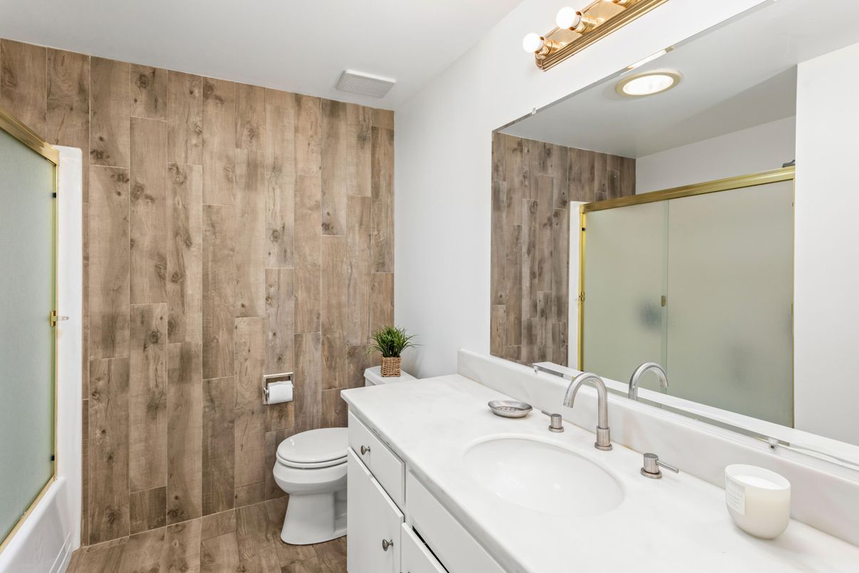 Bathroom, Glass Shower, Interior, Recessed Lighting, Wooden Walls