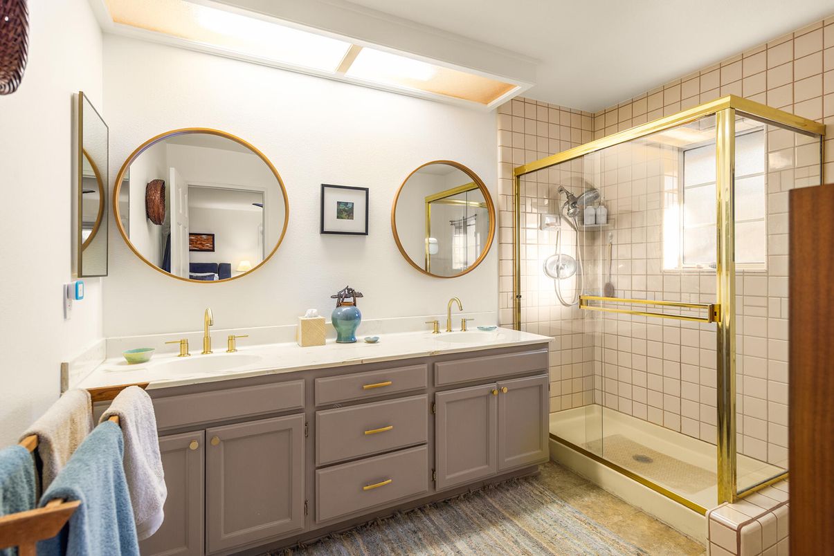 Bathroom, Dual Sink Vanities, Glass Shower, Interior