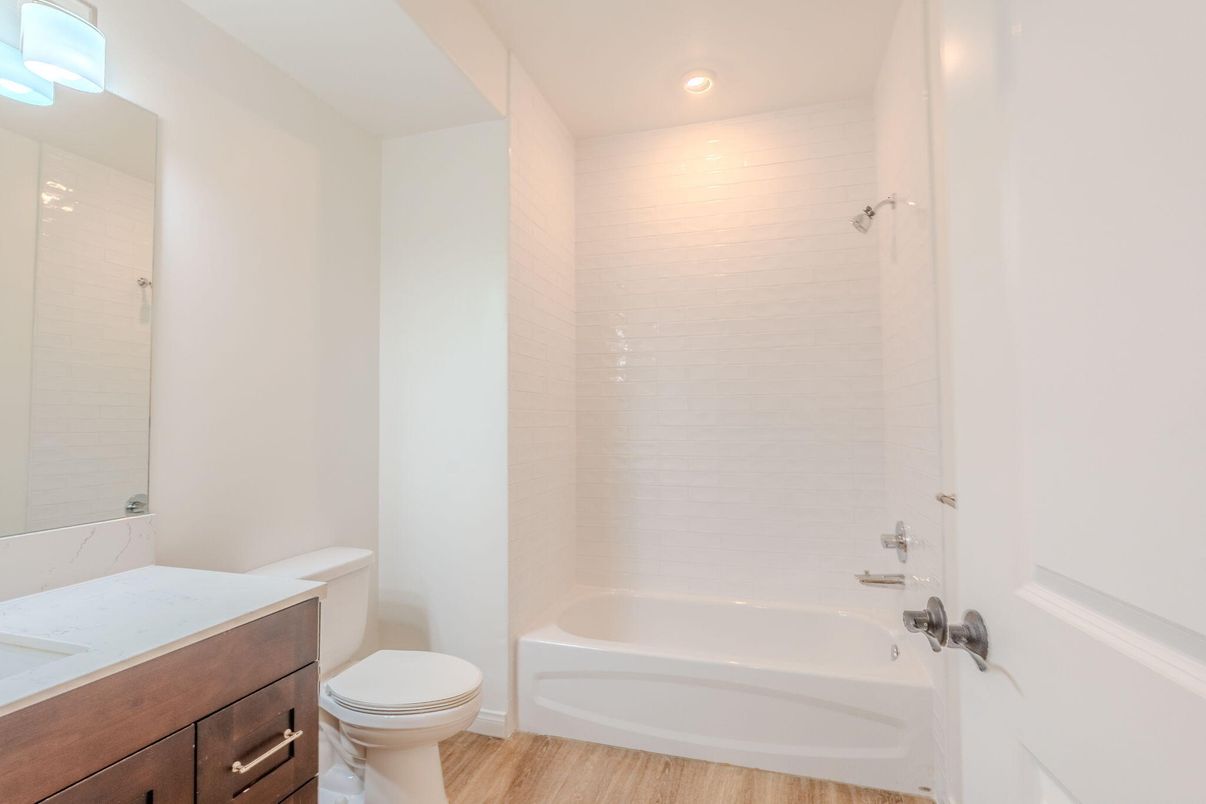 Bathroom, Interior, Recessed Lighting, Wood Texture Flooring